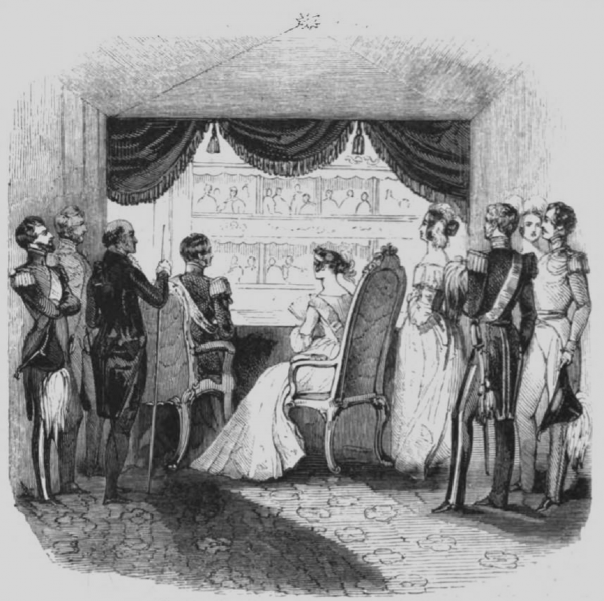 Illustrirte Zeitung 1843 21 329 1 Die königliche Loge in der italienischen Oper in London