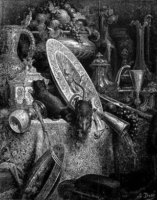 La gravure du Fable "Le rat de ville et le rat des champs" par Gustave Doré